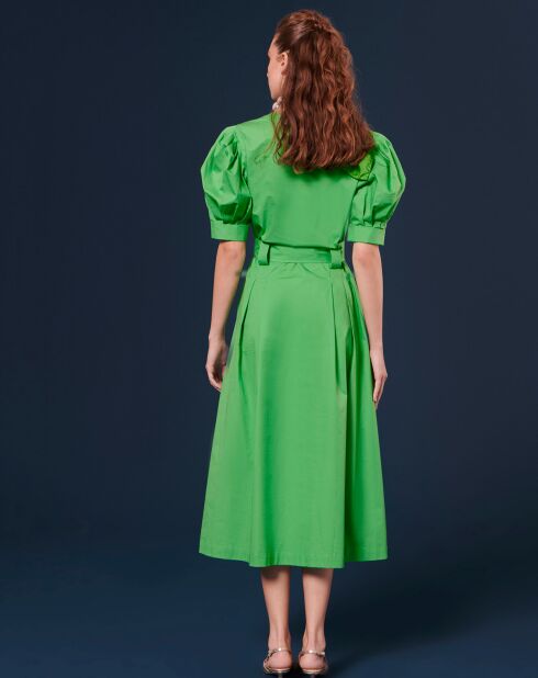 Robe Coton Biologique en popeline verte