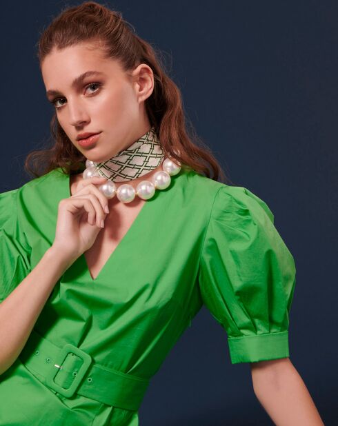 Robe Coton Biologique en popeline verte