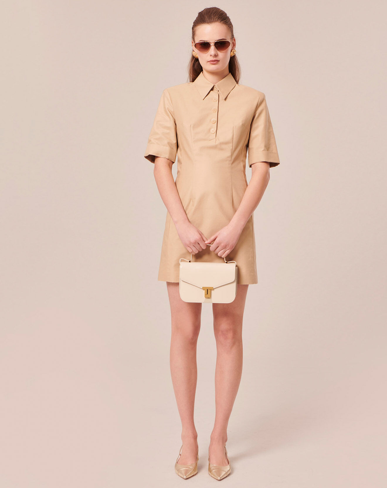 Robe Vente Presse Tara Jarmon Robe En Coton Beige