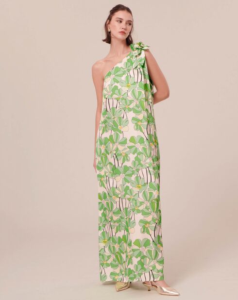 Robe imprimé à fleurs verte