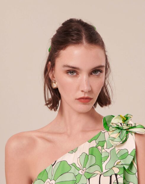 Robe imprimé à fleurs verte