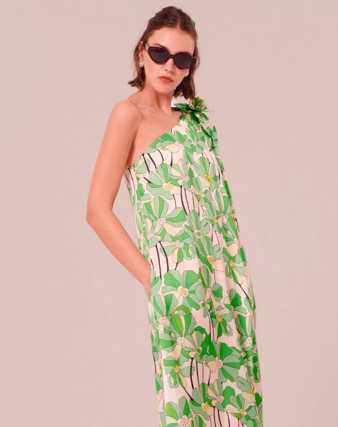 Robe imprimé à fleurs verte