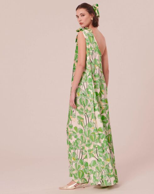Robe imprimé à fleurs verte