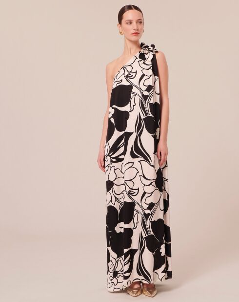 Robe imprimé à fleurs noires craie
