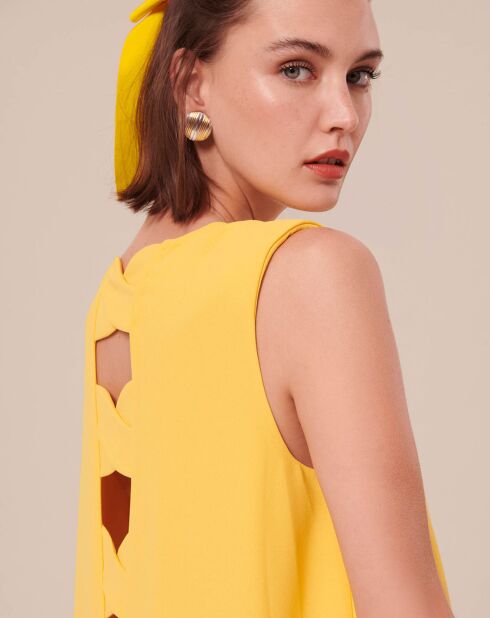 Robe en crêpe jaune