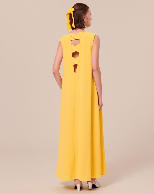 Robe en crêpe jaune
