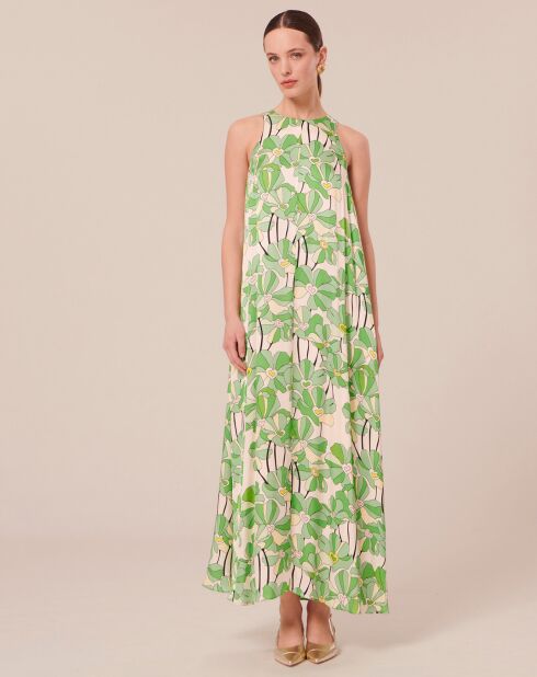 Robe imprimé à fleurs verte