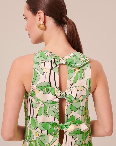 Robe imprimé à fleurs verte