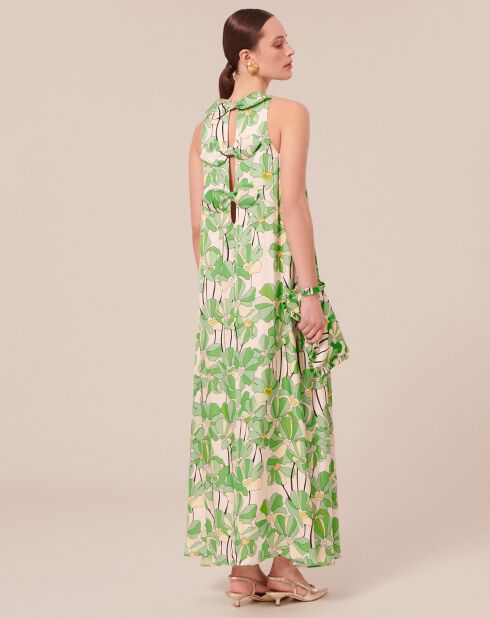 Robe imprimé à fleurs verte