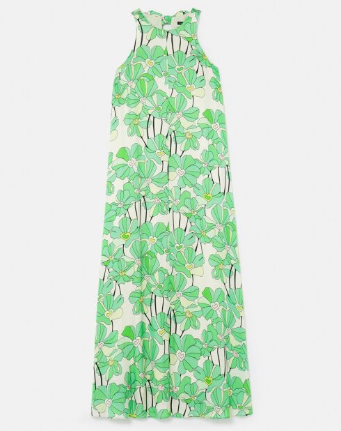 Robe imprimé à fleurs verte