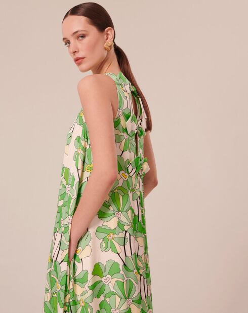 Robe imprimé à fleurs verte
