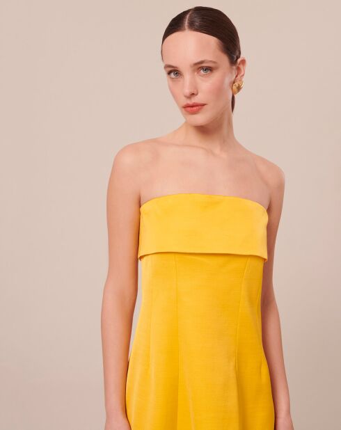 Robe satinée jaune