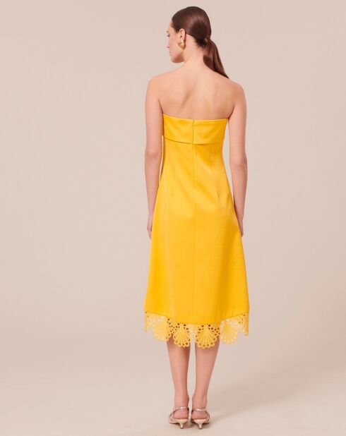 Robe satinée jaune