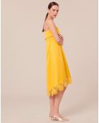 Robe satinée jaune