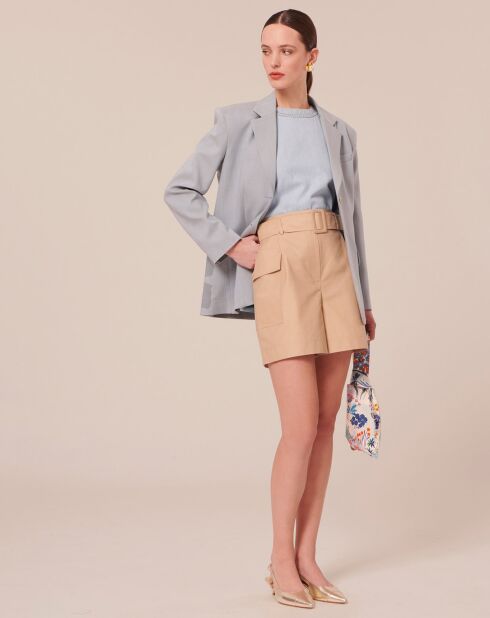 Short en coton beige