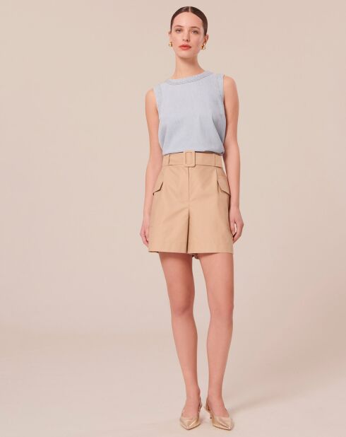 Short en coton beige