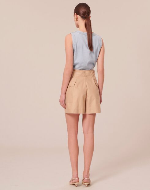 Short en coton beige