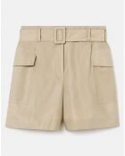 Short en coton beige