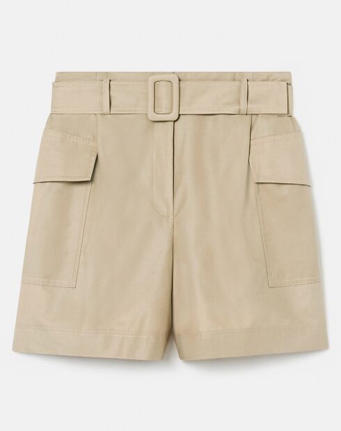 Short en coton beige