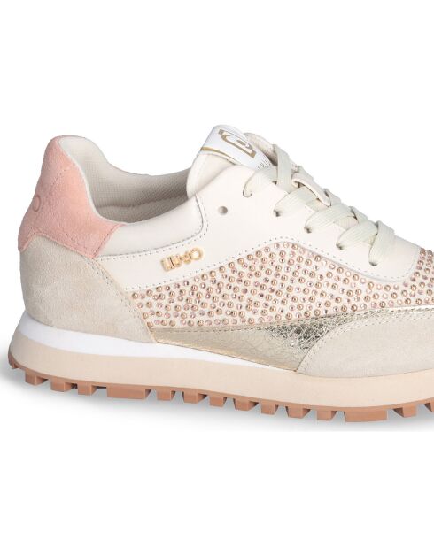 Baskets en Cuir Maxi rose beiges