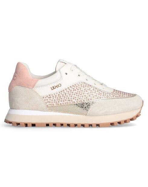 Baskets en Cuir Maxi rose beiges