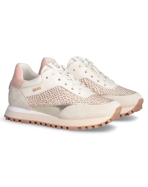 Baskets en Cuir Maxi rose beiges