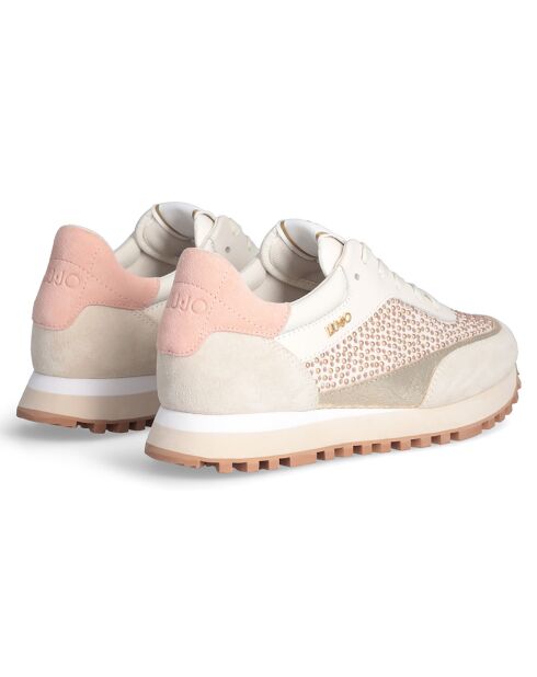 Baskets en Cuir Maxi rose beiges