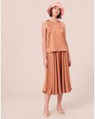 Top en satin fluide cognac