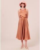 Top en satin fluide cognac