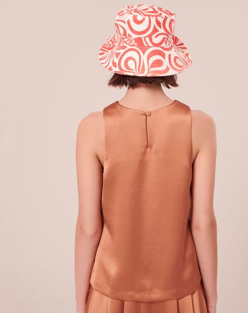 Top en satin fluide cognac