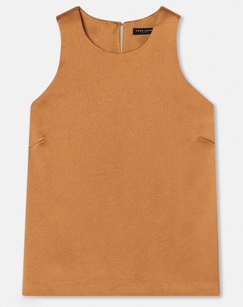 Top en satin fluide cognac