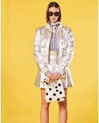 Veste en Cuir de Chèvre argentée