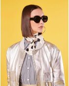 Veste en Cuir de Chèvre argentée