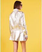 Veste en Cuir de Chèvre argentée