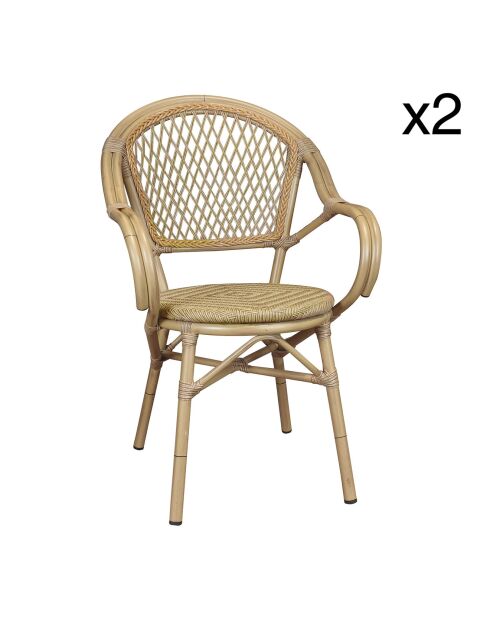 2 Fauteuils de table extérieurs Capri en rotin - 49x93x42 cm
