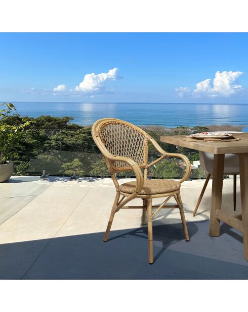 2 Fauteuils de table extérieurs Capri en rotin - 49x93x42 cm