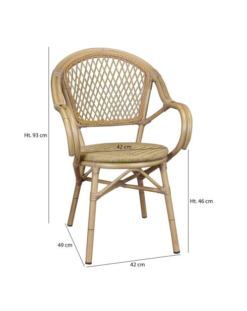 2 Fauteuils de table extérieurs Capri en rotin - 49x93x42 cm