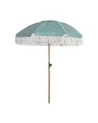 Parasol en polyester rayure avec frange playa blanc/naturel/vert - D.180x220 cm