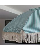 Parasol en polyester rayure avec frange playa blanc/naturel/vert - D.180x220 cm