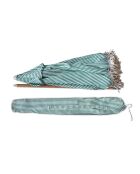 Parasol en polyester rayure avec frange playa blanc/naturel/vert - D.180x220 cm