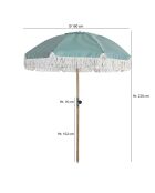 Parasol en polyester rayure avec frange playa blanc/naturel/vert - D.180x220 cm
