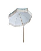 Parasol en polyester rayure avec frange playa blanc/naturel/vert - D.180x220 cm