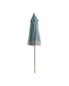 Parasol en polyester rayure avec frange playa blanc/naturel/vert - D.180x220 cm