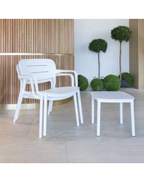 Salon de jardin Sunset en polypropylène blanc