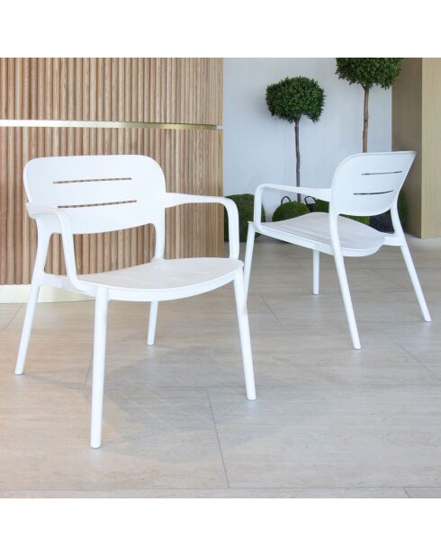 Salon de jardin Sunset en polypropylène blanc