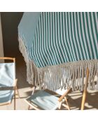 Ensemble parasol + 2 chaises plage en polyester playa blanc/naturel/vert