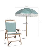 Ensemble parasol + 2 chaises plage en polyester playa blanc/naturel/vert