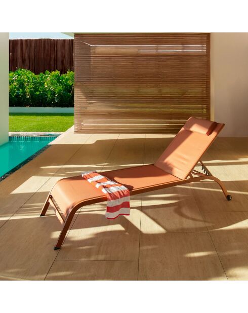 2 Chaises longue Napoli corail - 193x62x34/87 cm