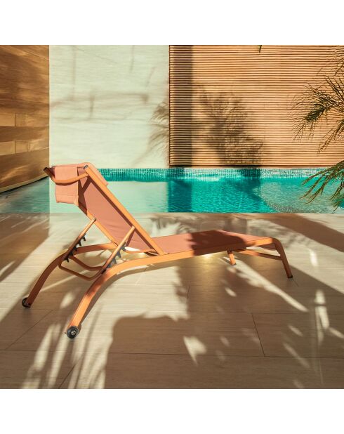 2 Chaises longue Napoli corail - 193x62x34/87 cm