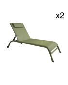 2 Chaises longue Napoli vertes - 193x62x34/87 cm